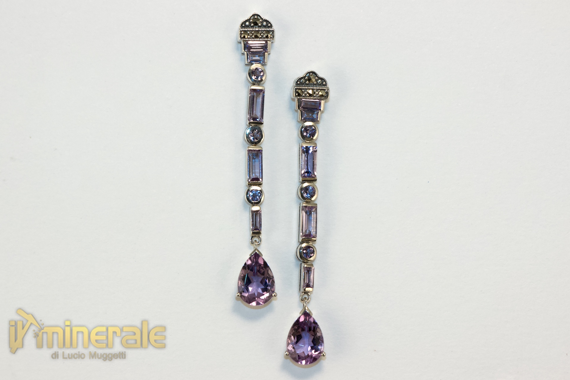 Orecchini in ametista e quarzo rosa autentici, gioielli da cocktail in argento sterling fatti a mano, due gioielli con cristalli curativi per donna, regali unici - Italia